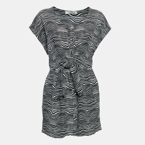 Pierre Balmain Black/white Printed Silk Waist Tie-Up Detail Mini Dress M